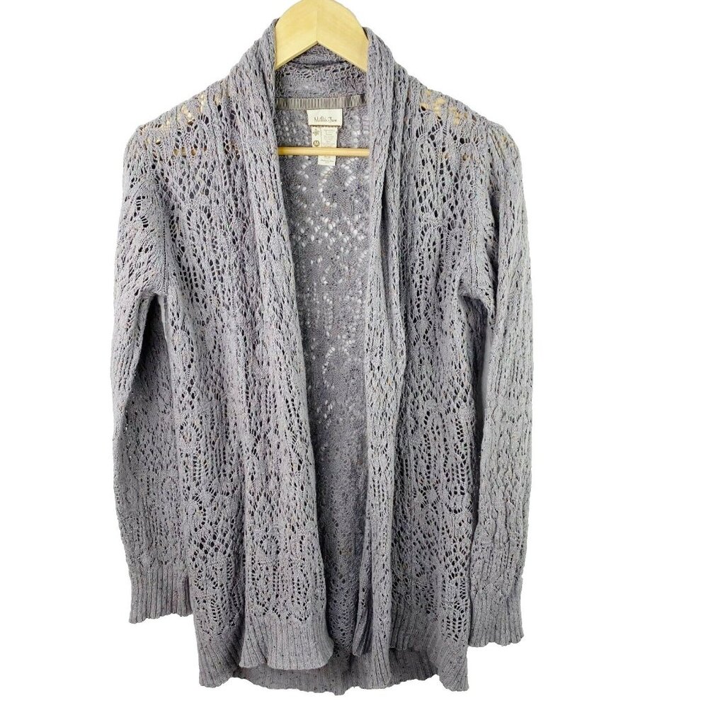 Matilda Jane Cardigan Sweater Secret Fields Womens Medium Pixie Dust Gray Open